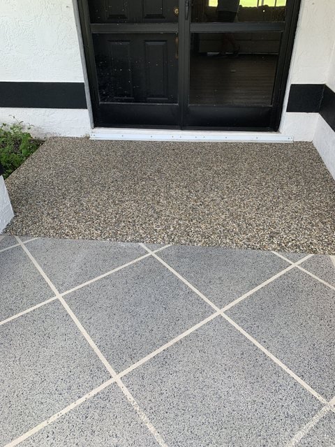 Porch in river rock