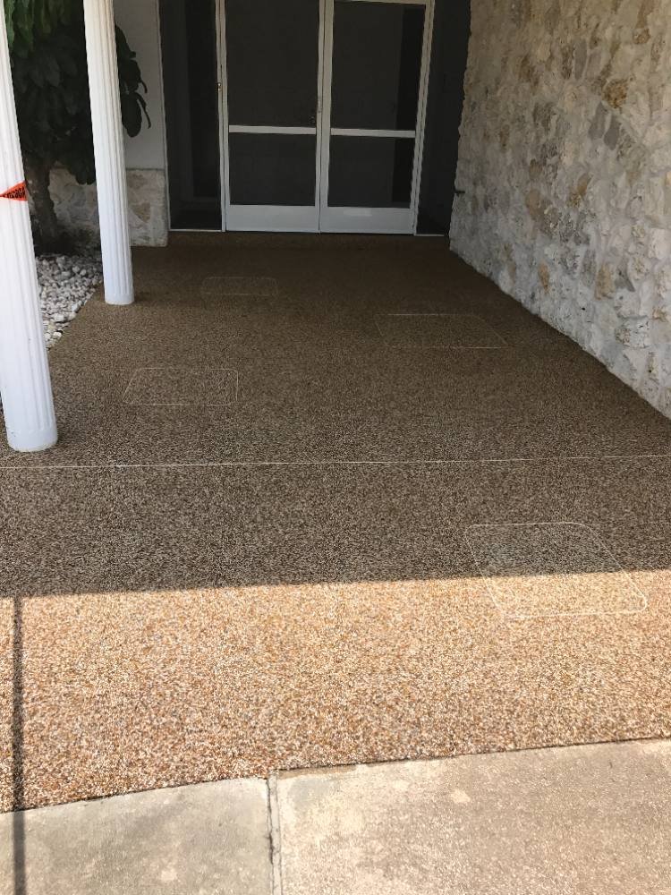 Porch in river rock